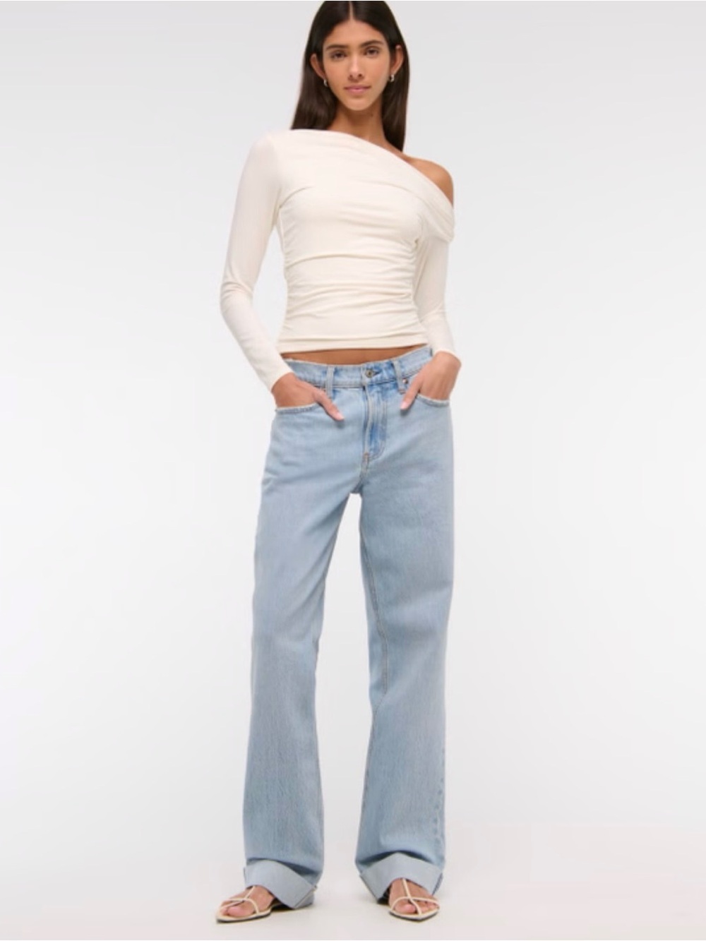 Abercrombie & Fitch Light Blue Wide-Leg Jeans for Women